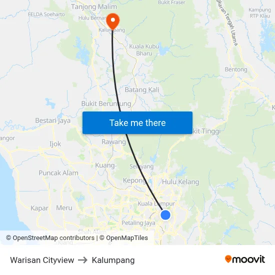 Warisan Cityview to Kalumpang map