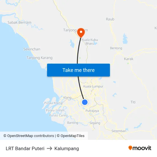 LRT Bandar Puteri to Kalumpang map