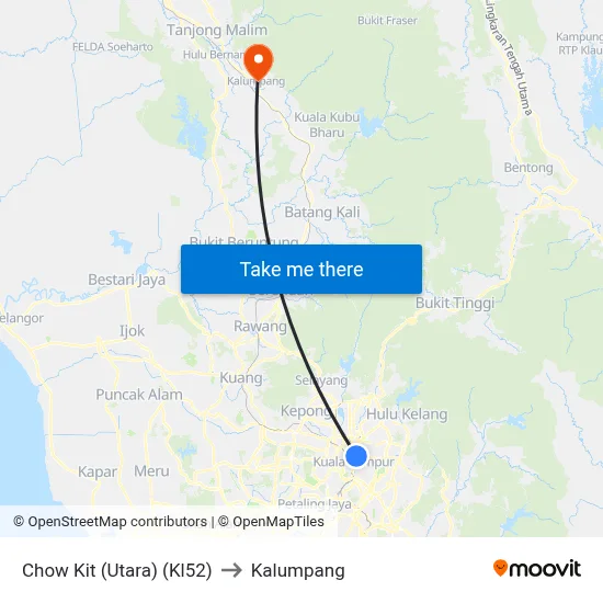 Chow Kit (Utara) (Kl52) to Kalumpang map