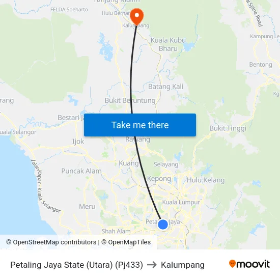 Petaling Jaya State (Utara) (Pj433) to Kalumpang map