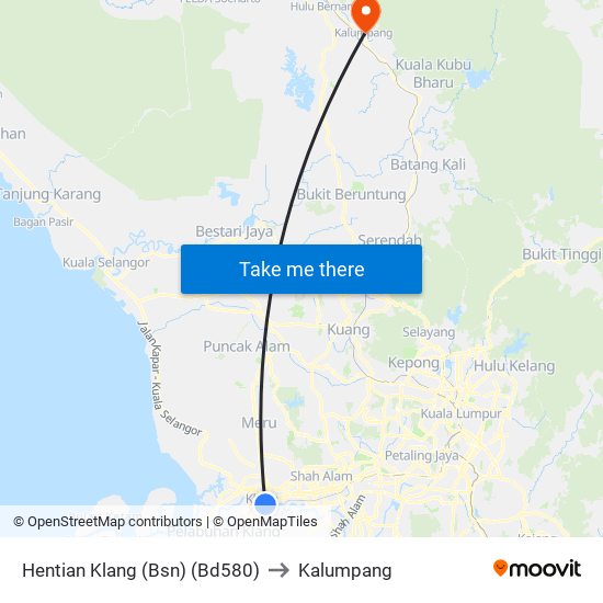 Hentian Klang (Bsn) (Bd580) to Kalumpang map