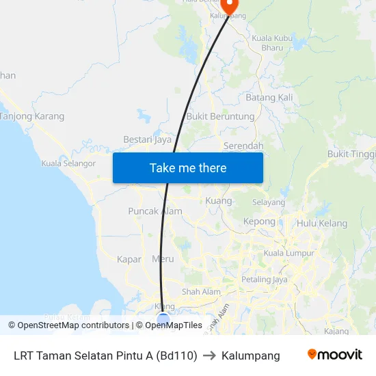 LRT Taman Selatan Pintu A (Bd110) to Kalumpang map