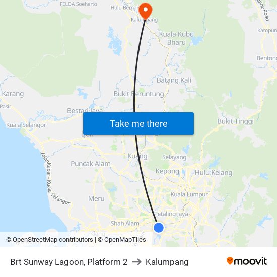 Brt Sunway Lagoon, Platform 2 to Kalumpang map