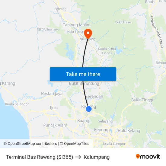 Terminal Bas Rawang (Sl365) to Kalumpang map
