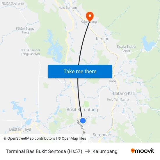 Terminal Bas Bukit Sentosa (Hs57) to Kalumpang map