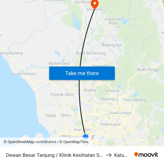 Dewan Besar Tanjung / Klinik Kesihatan Seksyen 19 Shah Alam to Kalumpang map