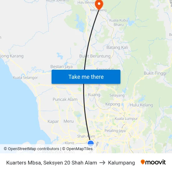 Kuarters Mbsa, Seksyen 20 Shah Alam to Kalumpang map