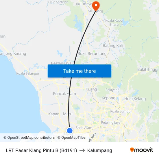 LRT Pasar Klang Pintu B (Bd191) to Kalumpang map