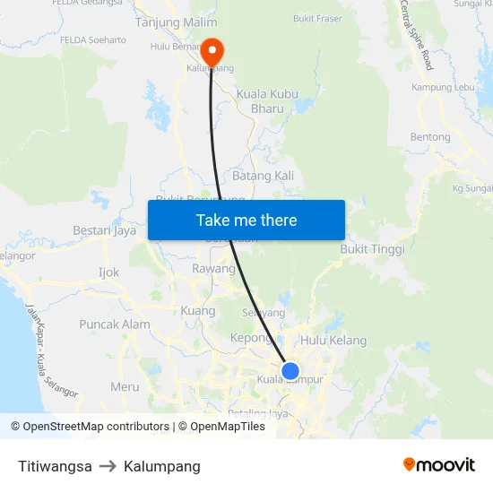 Titiwangsa to Kalumpang map