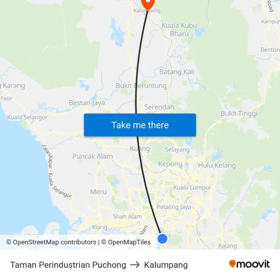 Taman Perindustrian Puchong to Kalumpang map