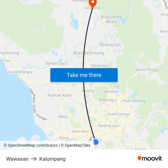 Wawasan to Kalumpang map