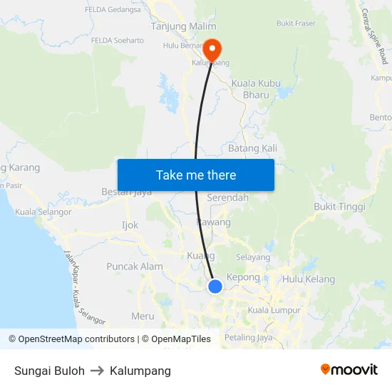 Sungai Buloh to Kalumpang map