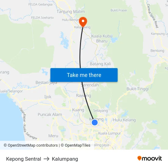 Kepong Sentral to Kalumpang map