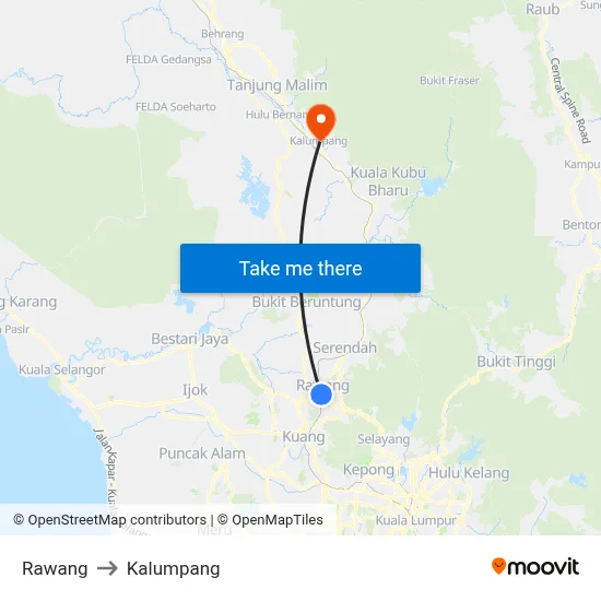 Rawang to Kalumpang map