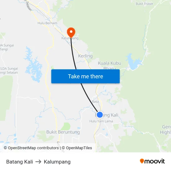 Batang Kali to Kalumpang map