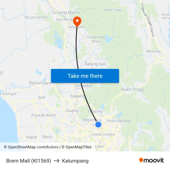 Brem Mall (Kl1569) to Kalumpang map