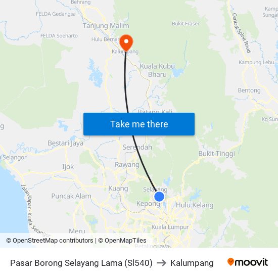 Pasar Borong Selayang Lama (Sl540) to Kalumpang map