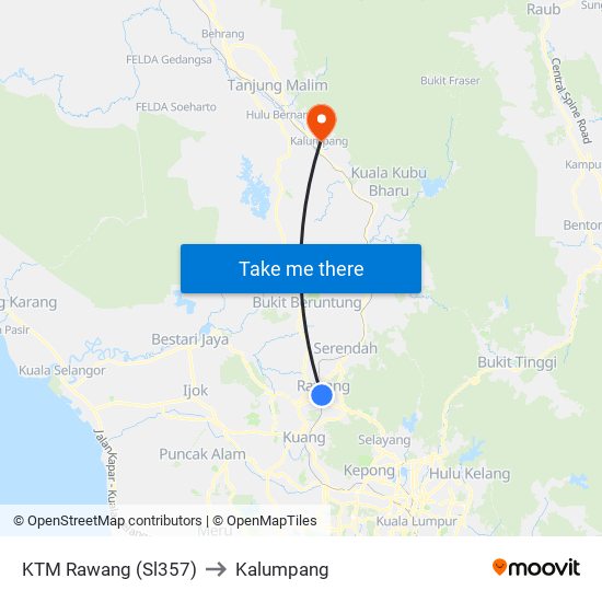 KTM Rawang (Sl357) to Kalumpang map