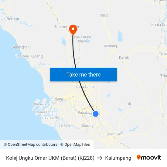 Kolej Ungku Omar UKM (Barat) (Kj228) to Kalumpang map