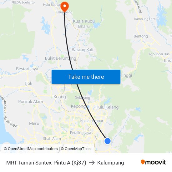 MRT Taman Suntex, Pintu A (Kj37) to Kalumpang map