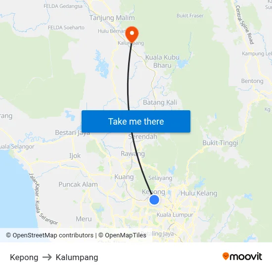Kepong to Kalumpang map