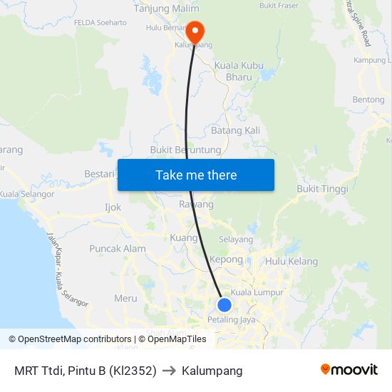 MRT Ttdi, Pintu B (Kl2352) to Kalumpang map