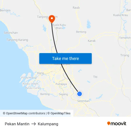 Pekan Mantin to Kalumpang map