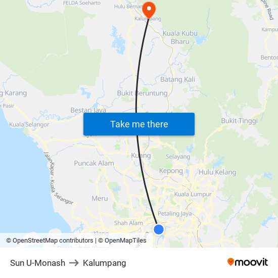 Sun U-Monash to Kalumpang map