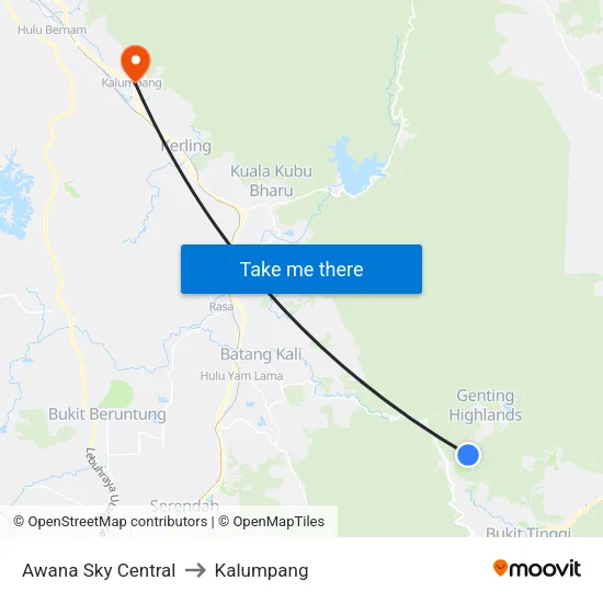 Awana Sky Central to Kalumpang map