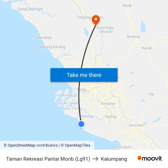 Taman Rekreasi Pantai Morib (Lg91) to Kalumpang map