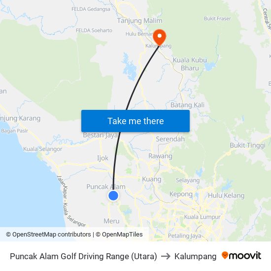 Puncak Alam Golf Driving Range (Utara) to Kalumpang map
