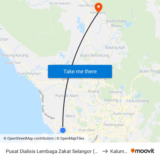 Pusat Dialisis Lembaga Zakat Selangor (Lzs) Mais (Bd257) to Kalumpang map