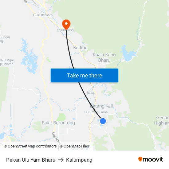 Pekan Ulu Yam Bharu to Kalumpang map