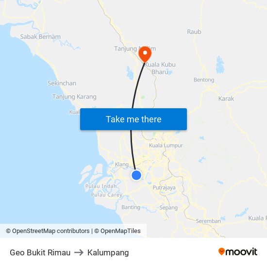 Geo Bukit Rimau to Kalumpang map