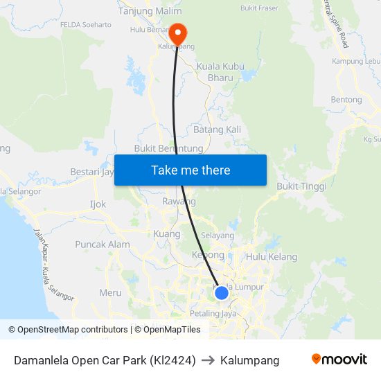 Damanlela Open Car Park (Kl2424) to Kalumpang map