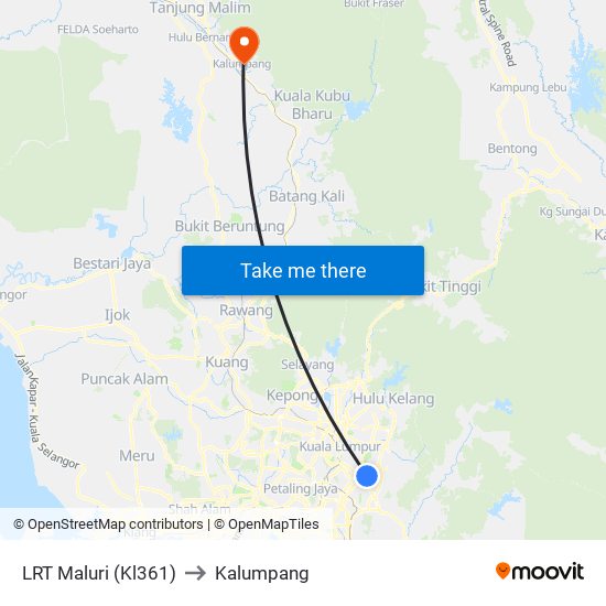 LRT Maluri (Kl361) to Kalumpang map