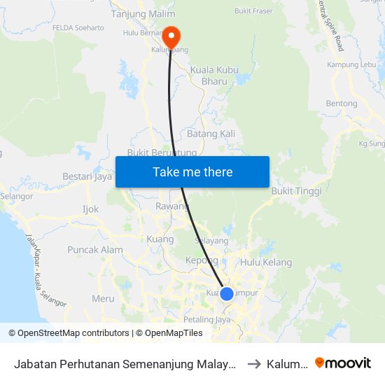 Jabatan Perhutanan Semenanjung Malaysia (Jpsm) (Kl2256) to Kalumpang map