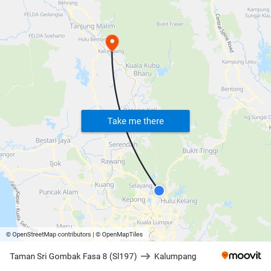 Taman Sri Gombak Fasa 8 (Sl197) to Kalumpang map