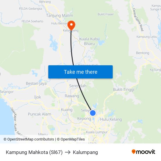 Kampung Mahkota (Sl67) to Kalumpang map