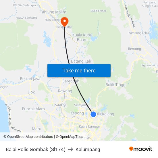 Balai Polis Gombak (Sl174) to Kalumpang map