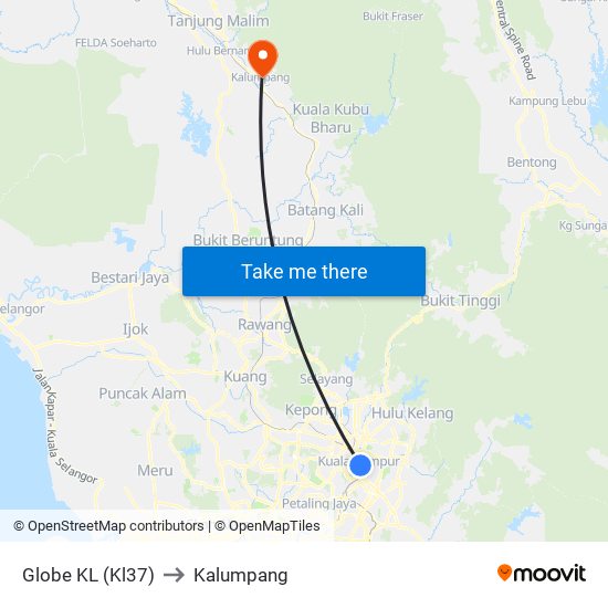 Globe KL (Kl37) to Kalumpang map