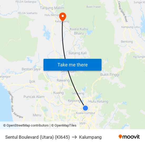 Sentul Boulevard (Utara) (Kl645) to Kalumpang map