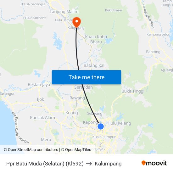 Ppr Batu Muda (Selatan) (Kl592) to Kalumpang map