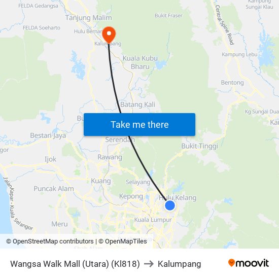 Wangsa Walk Mall (Utara) (Kl818) to Kalumpang map