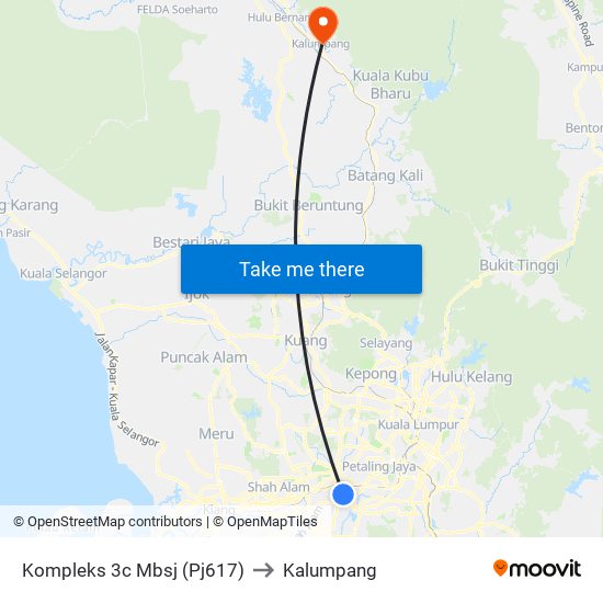 Kompleks 3c Mbsj (Pj617) to Kalumpang map