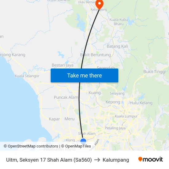 Uitm, Seksyen 17 Shah Alam (Sa560) to Kalumpang map
