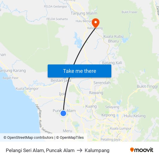 Pelangi Seri Alam, Puncak Alam to Kalumpang map