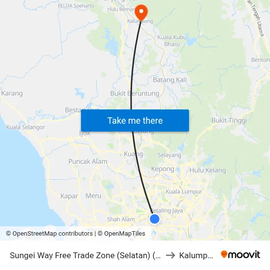 Sungei Way Free Trade Zone (Selatan) (Pj744) to Kalumpang map