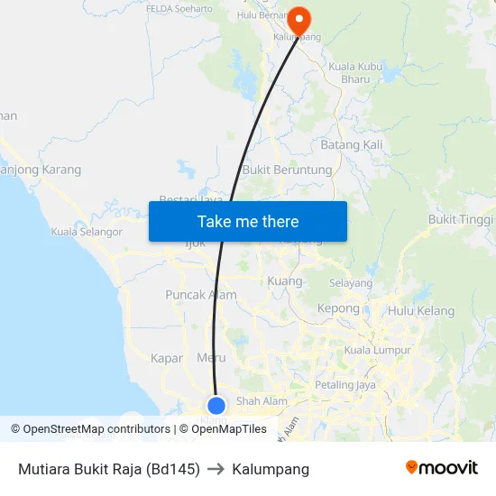 Mutiara Bukit Raja (Bd145) to Kalumpang map