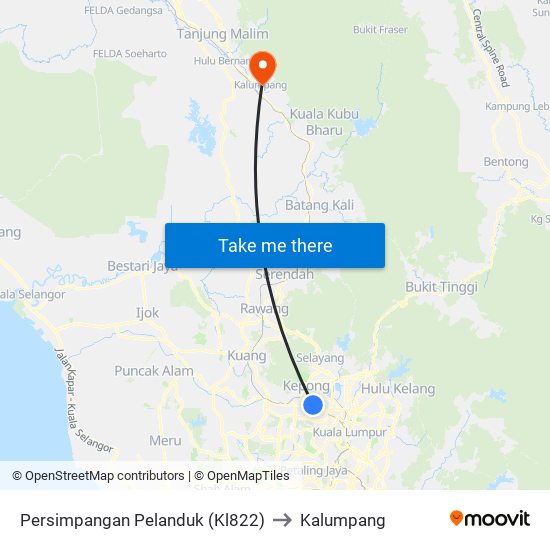 Persimpangan Pelanduk (Kl822) to Kalumpang map